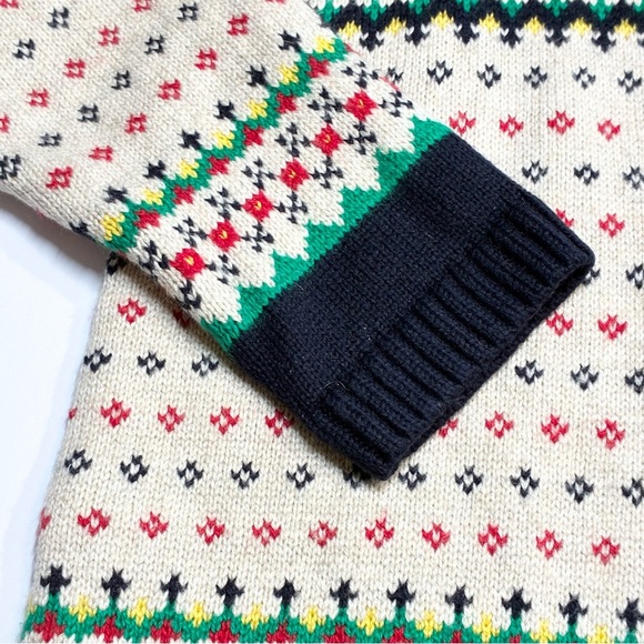 Talbots Fair Isle Cardigan Sweater Women's Medium Shawl Collar Open Front - Picture 3 of 9